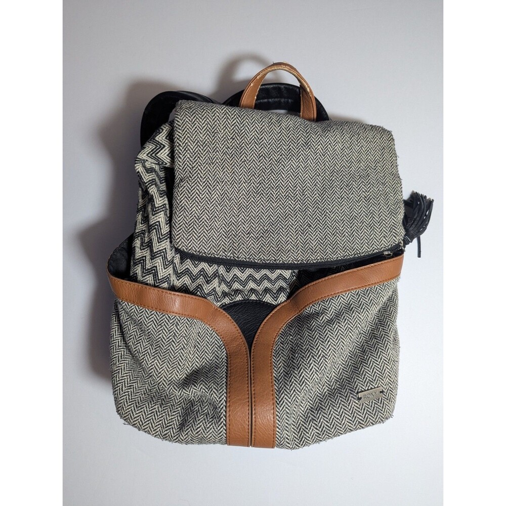 Roxy Travelers Day Backpack Sack Gray Black  Womens